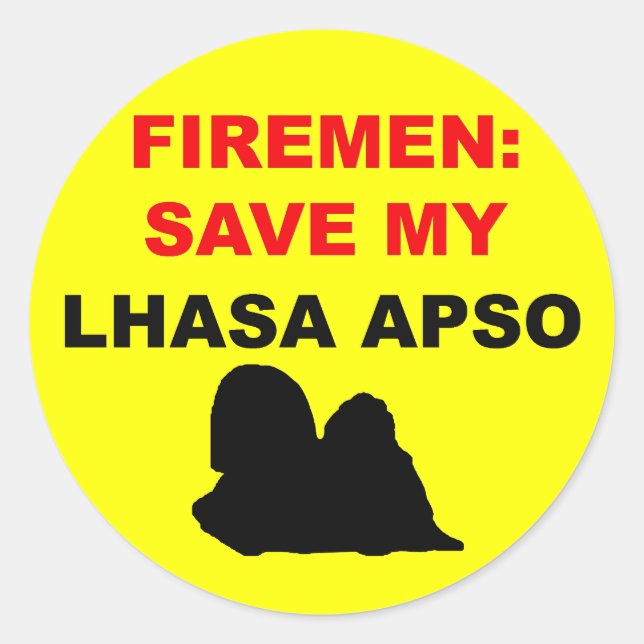 Fireman Save My Lhasa Apso Classic Round Sticker (Front)