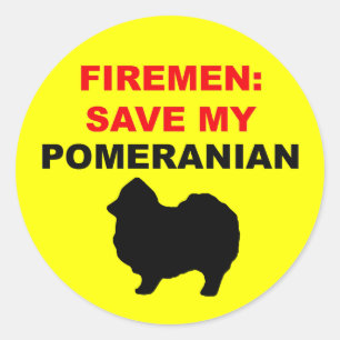 Fireman Save My Pomeranian Classic Round Sticker