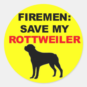 Fireman Save My Rottweiler Classic Round Sticker