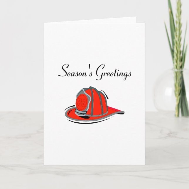 Fireman Seasons Greetings Holiday Card (Front)