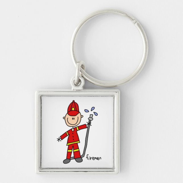 Fireman Stick Figure Key Ring (Front)
