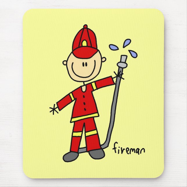 Fireman Stick Figure Mouse Mat (Front)