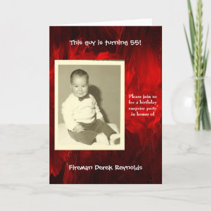 Fireman Surprise Birthday Party Invitation