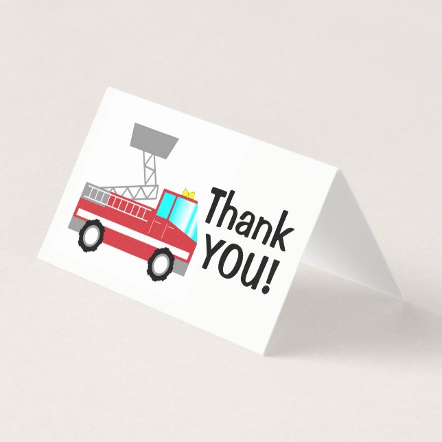 Fireman thank you card | fire truck notecard (Front)