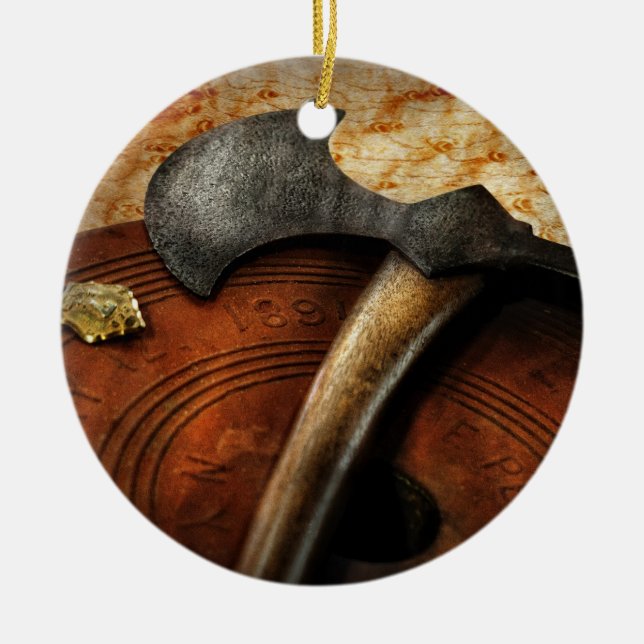 Fireman - The fire axe Ceramic Tree Decoration (Front)