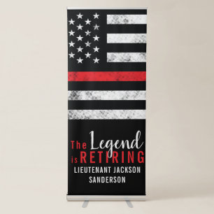 Fireman Thin Red Line Firefighter Retirement Party Retractable Banner