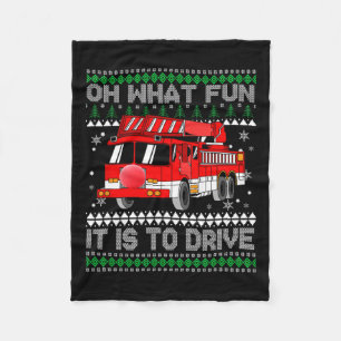 Fireman Ugly Christmas - Fire Truck Fleece Blanket