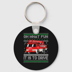 Fireman Ugly Christmas - Fire Truck Key Ring