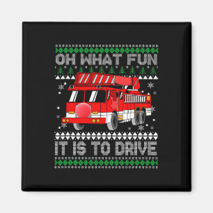 Fireman Ugly Christmas - Fire Truck Magnet