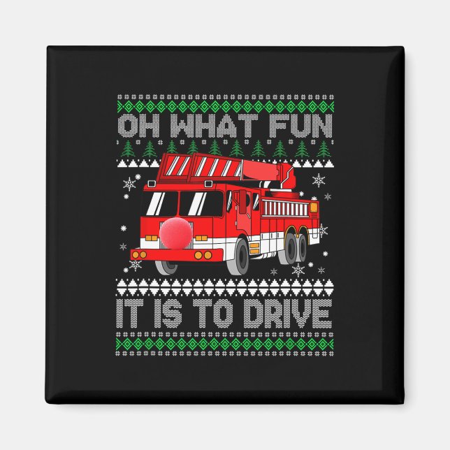 Fireman Ugly Christmas - Fire Truck  Magnet (Front)