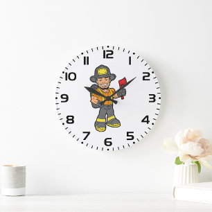 Fireman With An Axe Large Clock