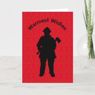 Fireman With Axe Silhouette Christmas Card