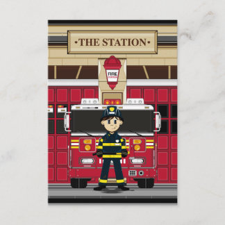 Fireman with Fire Engine RSVP Card