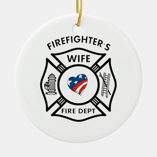 Fireman Wives USA Ceramic Tree Decoration (Front)