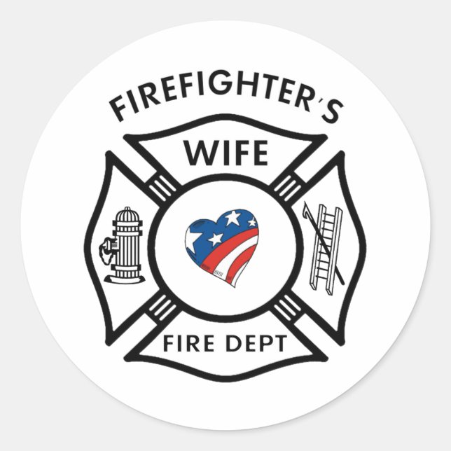 Fireman Wives USA Classic Round Sticker (Front)