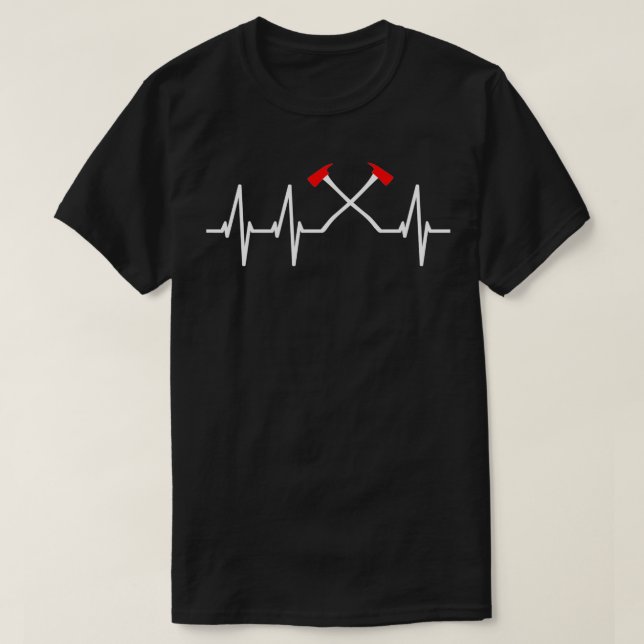 firemans ax ECG heartbeat from firefighter 1 T-Shirt (Design Front)