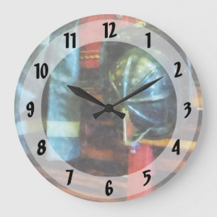Fireman's Helmet and Jacket Large Clock