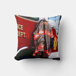 Fireman's Jacket On Fire Truck Cushion