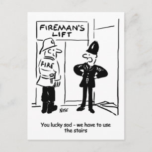 Fireman's Lift Cartoon Postcard