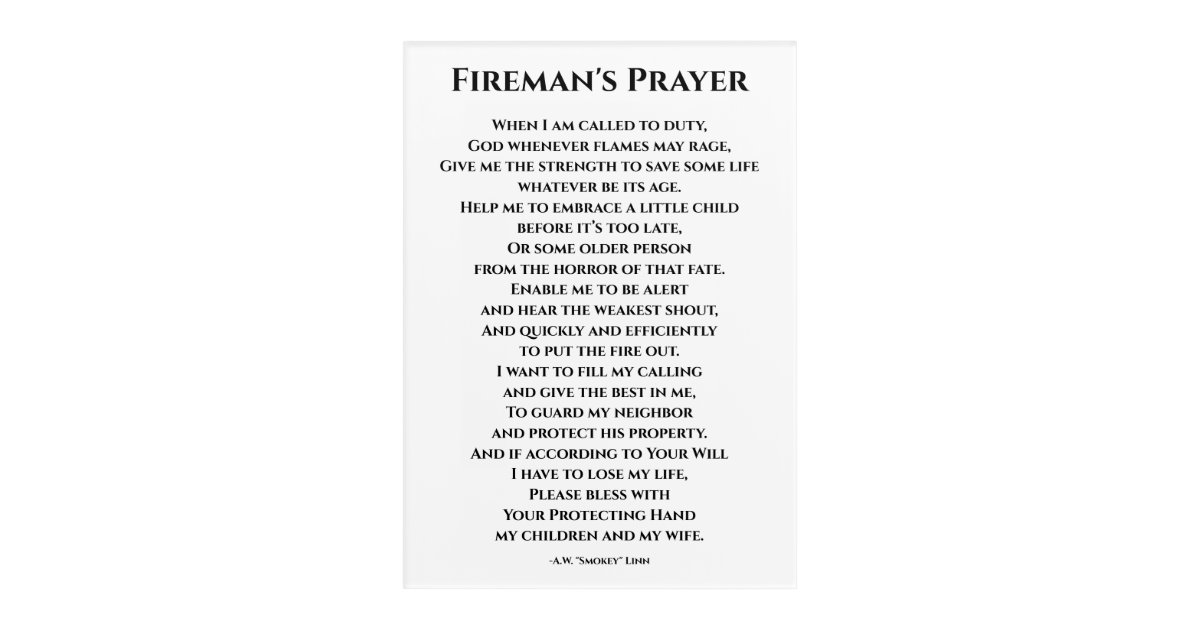 Fireman's Prayer Acrylic Print | Zazzle