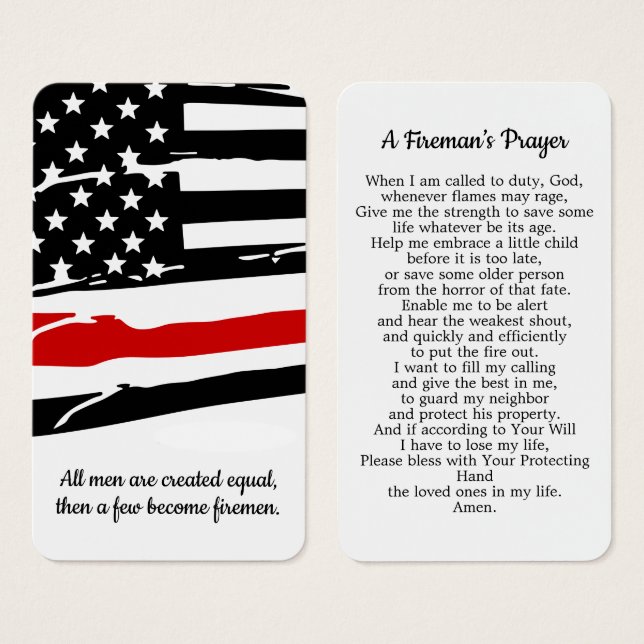 Fireman's Prayer Card Firefighter Graduation Gift (Front & Back)