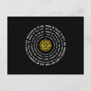 Firemans Prayer, Firefighter Motivational Holiday Postcard