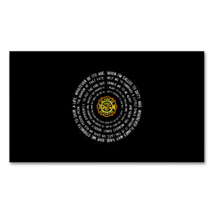 Firemans Prayer, Firefighter Motivational Magnetic Business Card