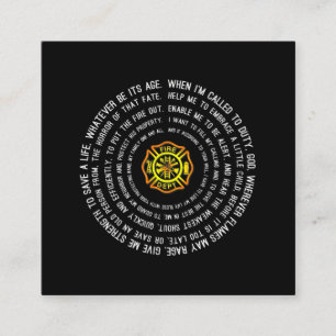 Firemans Prayer, Firefighter Motivational Square Business Card