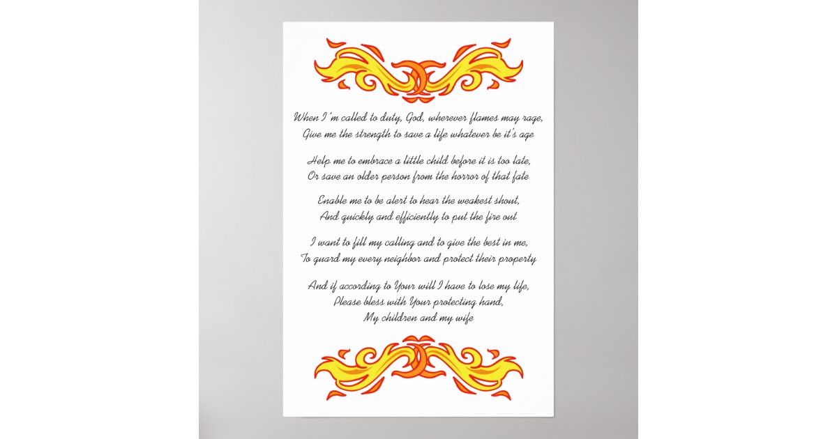Fireman's Prayer Poster | Zazzle