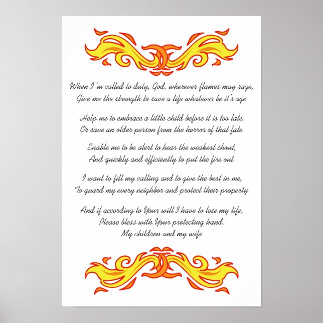 Fireman's Prayer Poster (Front)