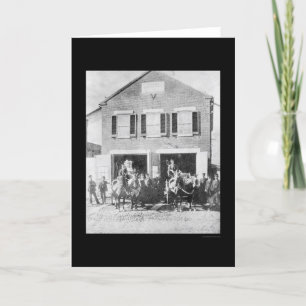 Firemen and Equipment in Front of Firehouse 1912 Card