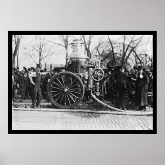 Firemen and Their Fire Engine 1910 Poster