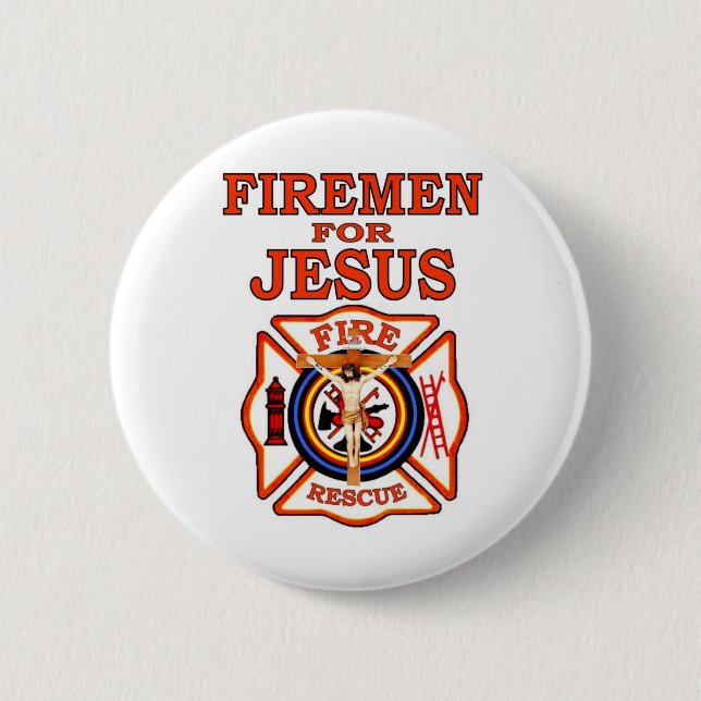 FIREMEN FOR JESUS 6 CM ROUND BADGE (Front)