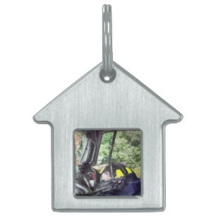 Firemen - Helmet Inside Cab of Fire Truck Pet Name Tag