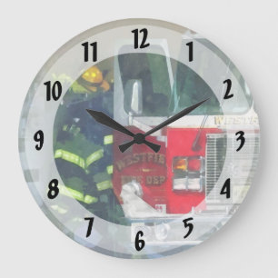 Firemen - Inside the Fire Station Large Clock