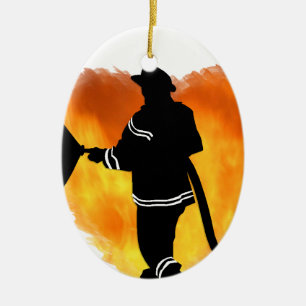 Firemen Love Flames Ceramic Tree Decoration