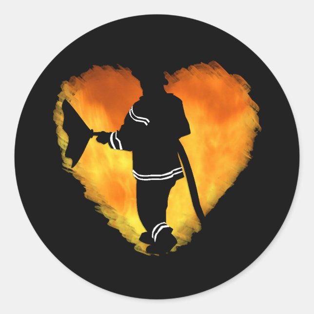 Firemen Love Flames Classic Round Sticker (Front)