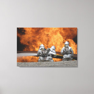 Firemen neutralise a fire canvas print