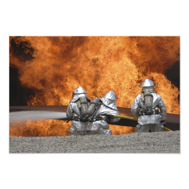 Firemen neutralise a fire photo print (Front)