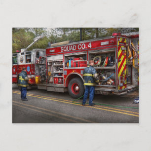 Firemen - The modern fire truck Postcard