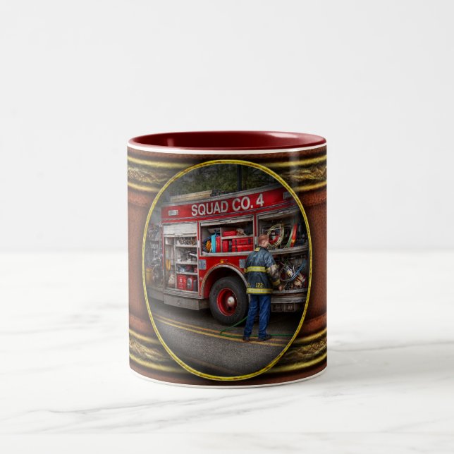 Firemen - The modern fire truck Two-Tone Coffee Mug (Center)