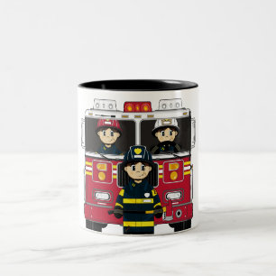 Firemen with Fire Engine Mug
