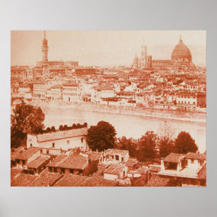 FIRENZE - ANTIQUE FLORENCE PANORAMIC VIEW 1859 POSTER