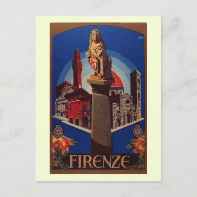 Firenze, Florence Italy Travel Vintage Postcard (Front)