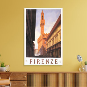 Firenze, Florence, Palazzo Vecchio, Vintage Italy Canvas Print