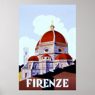 Firenze ~Vintage Italian Travel Canvas. Poster