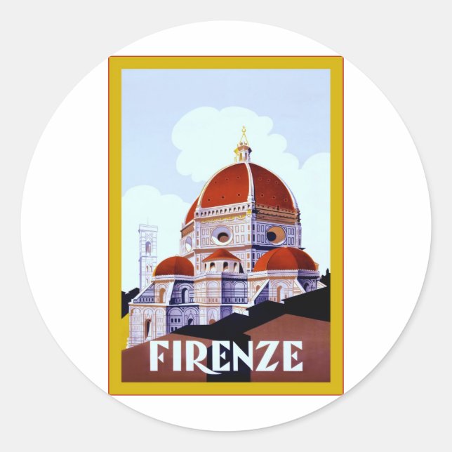 Firenze ~ Vintage Italian Travel Classic Round Sticker (Front)