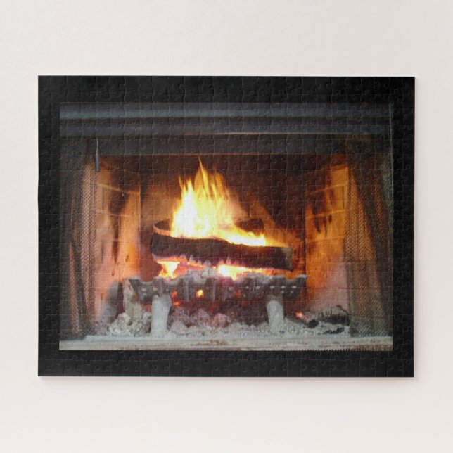Fireplace 16" x 20" Jigsaw Puzzle with Gift Box (Horizontal)