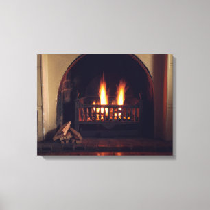 Fireplace at home canvas print