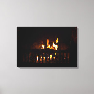 Fireplace at home canvas print